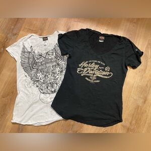 Pair of Women’s Harley-Davidson V-Neck Tees | Size Medium | EUC